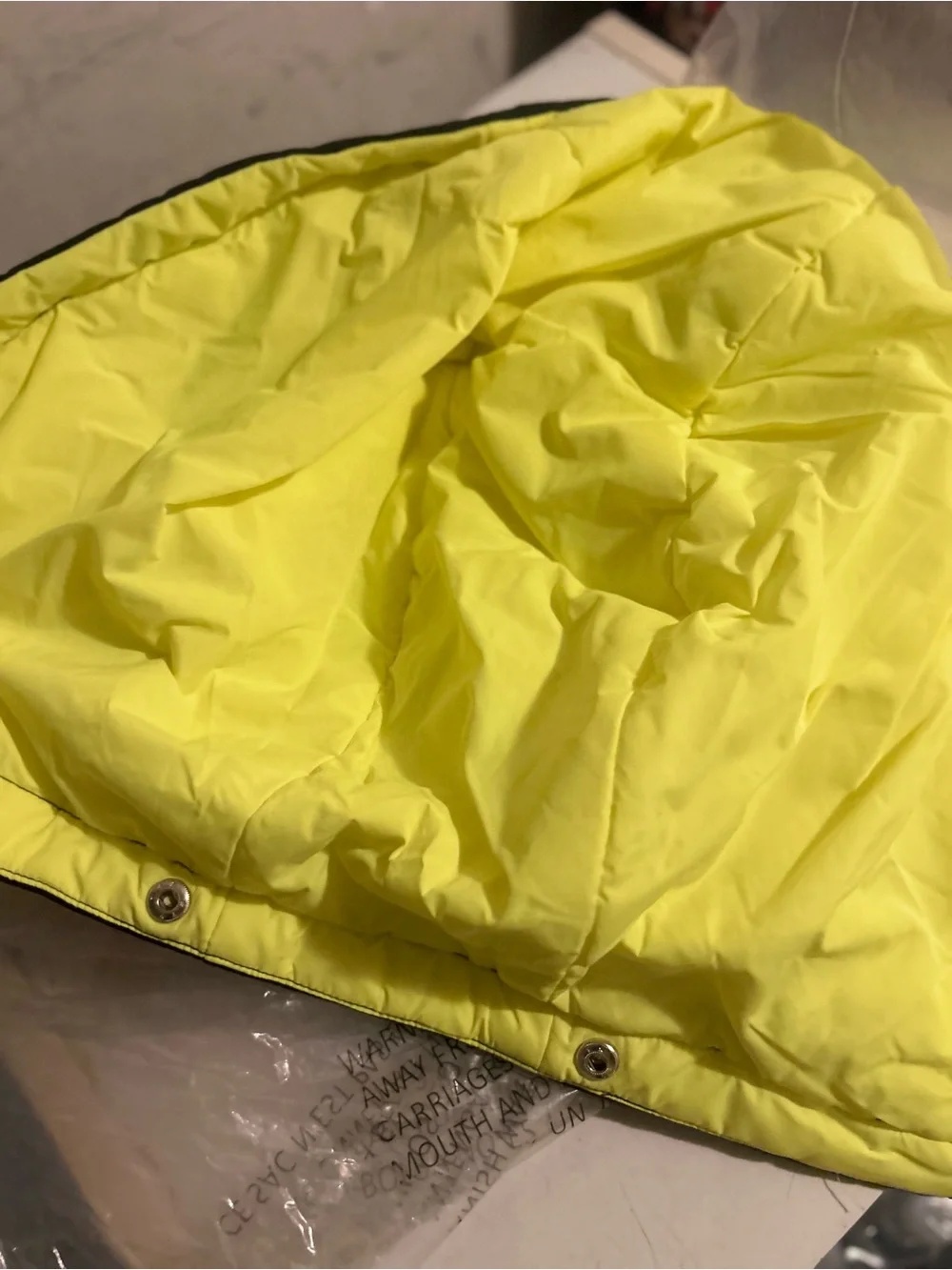 Icecream Black Puffer Jacket with Neon Yellow Shoulder Accent